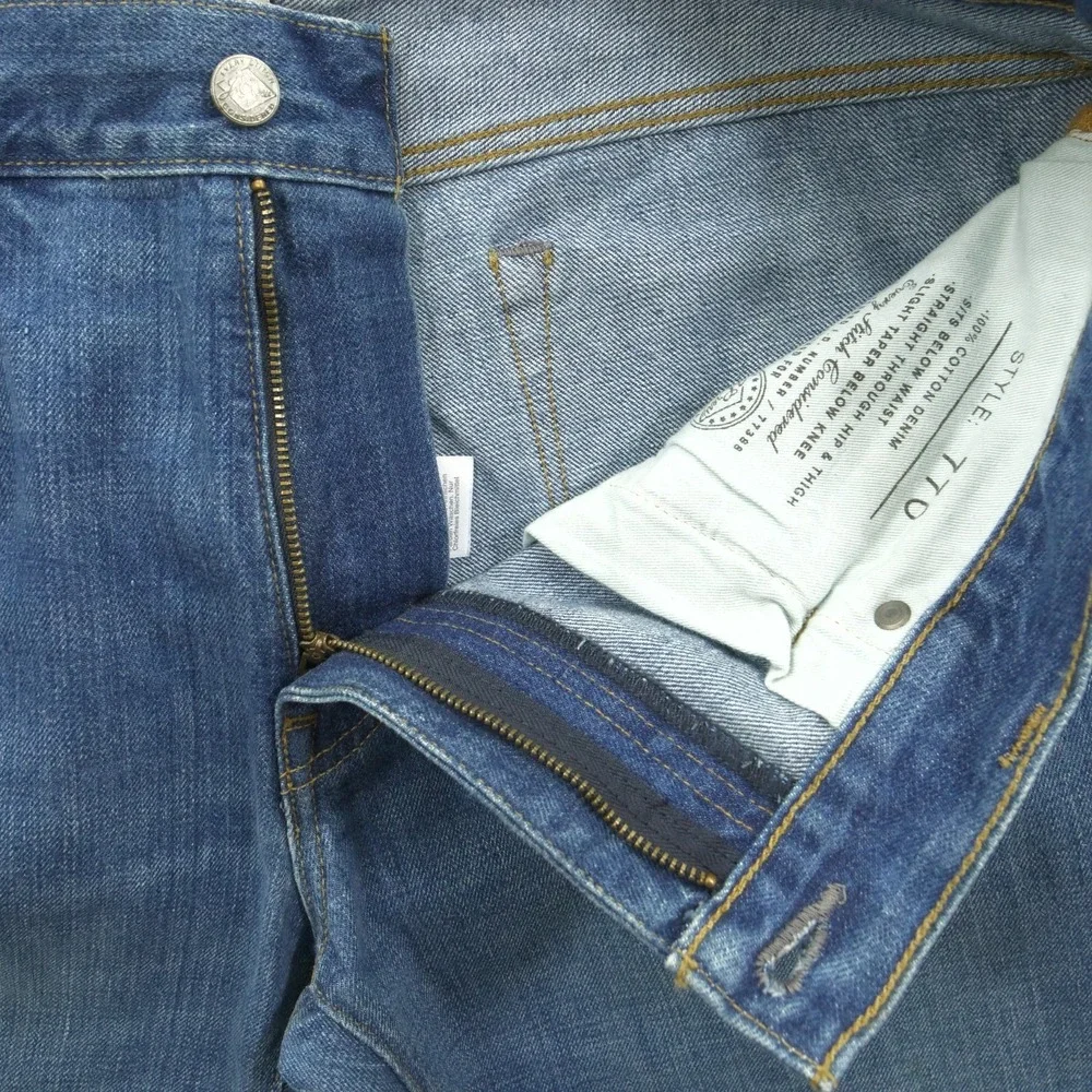J Crew Jeans 770 Mens 33 Blue Slim Straight Mid Rise Denim Zip Fly